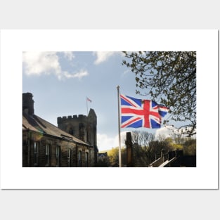 Two Union Flags flying over Rothbury - Northumberland, UK Posters and Art